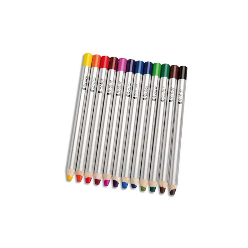 O COLOR Boîte 12 crayons pour ardoises et tableau effaçables à sec