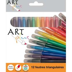 ART PLUS Etui de 12 feutres triangulaires pointe moyenne