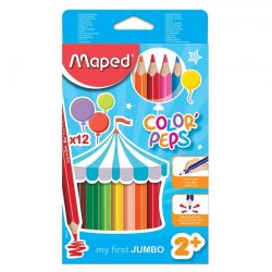 MAPED Boîte de 12 maxi crayons de couleur ColorPeps