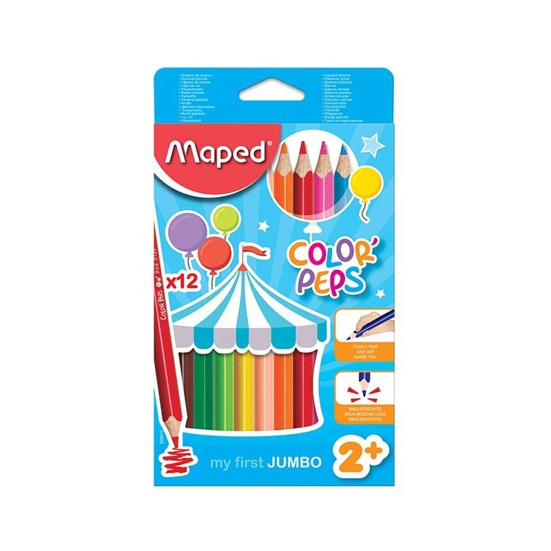 MAPED Boîte de 12 maxi crayons de couleur ColorPeps