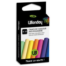 WONDAY Boîte de 10 craies anti-poussière coloris assortis