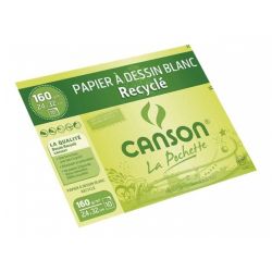 CANSON Pochette de 10 feuilles de papier dessin recyclé 160g 24x32 cm