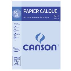 CANSON Pochette de 10 feuilles papier calque satin 70g A3