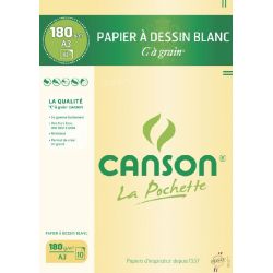 CANSON Pochette de 10 feuilles de papier dessin C A GRAIN 180g A3