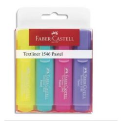 FABER CASTELL Pochette de 4 Surligneurs Textliner 1546, pointe feutre biseautée. Coloris pastel assortis.