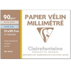 CLAIREFONTAINE Pochette de 12 feuilles 90g papier millimétré