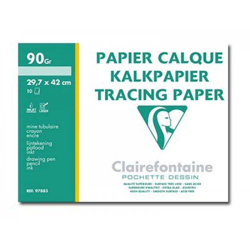 CLAIREFONTAINE Pochette de 10 feuilles 95g papier calque format A3