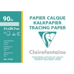 CLAIREFONTAINE Pochette de 12 feuilles 95g papier calque format A4