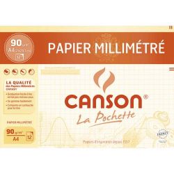 CANSON Pochette de 12 feuilles dessin millimétré bistre 90g A4 Ref-67115