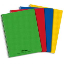 Cahier spirale 17x22cm 180 pages petits carreaux 5x5 90g.