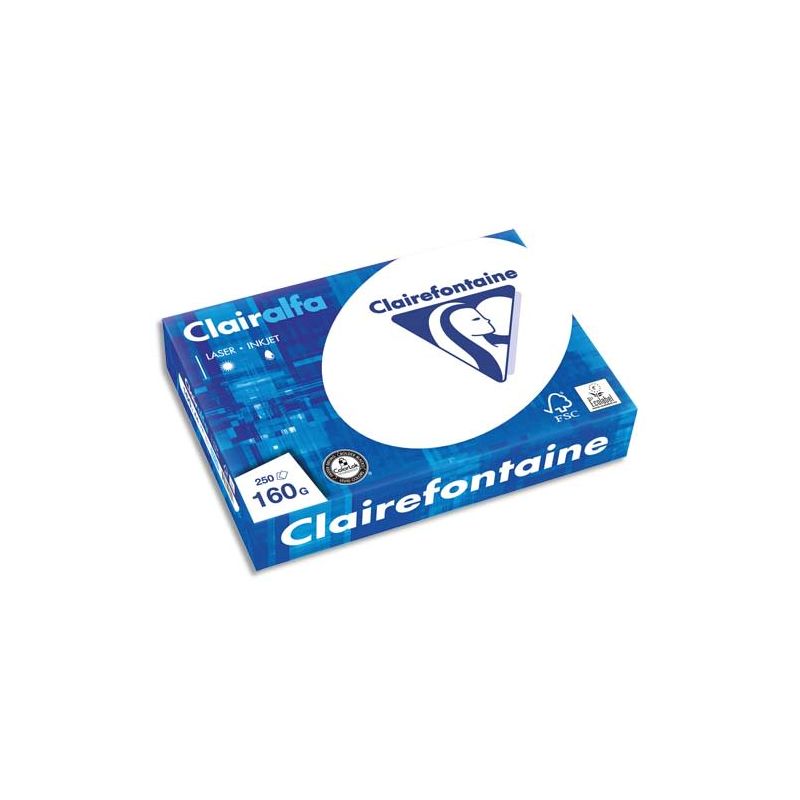 CLAIREFONTAINE Ramette de 250 feuilles papier Blanc CLAIRALFA 160 grammes format A4