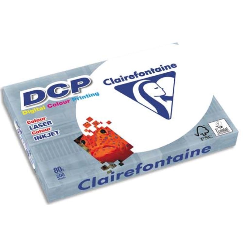 CLAIREFONTAINE Ramette de 500 feuilles papier Blanc DCP couleur 80gr A4