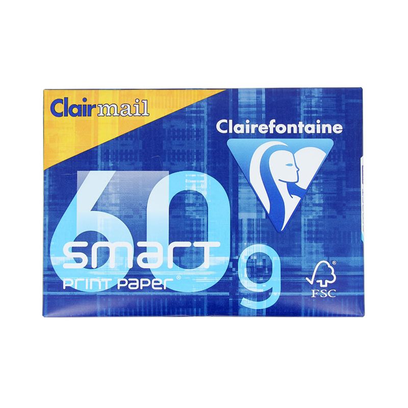 CLAIREFONTAINE Ramette de 500 feuilles papier Blanc SMART CLAIRALFA 60 grammes format A4