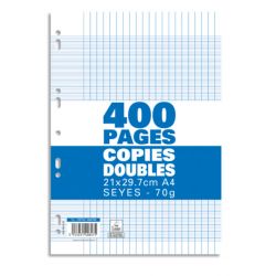 Sachet de 400 pages copies doubles grand format A4 grands carreaux