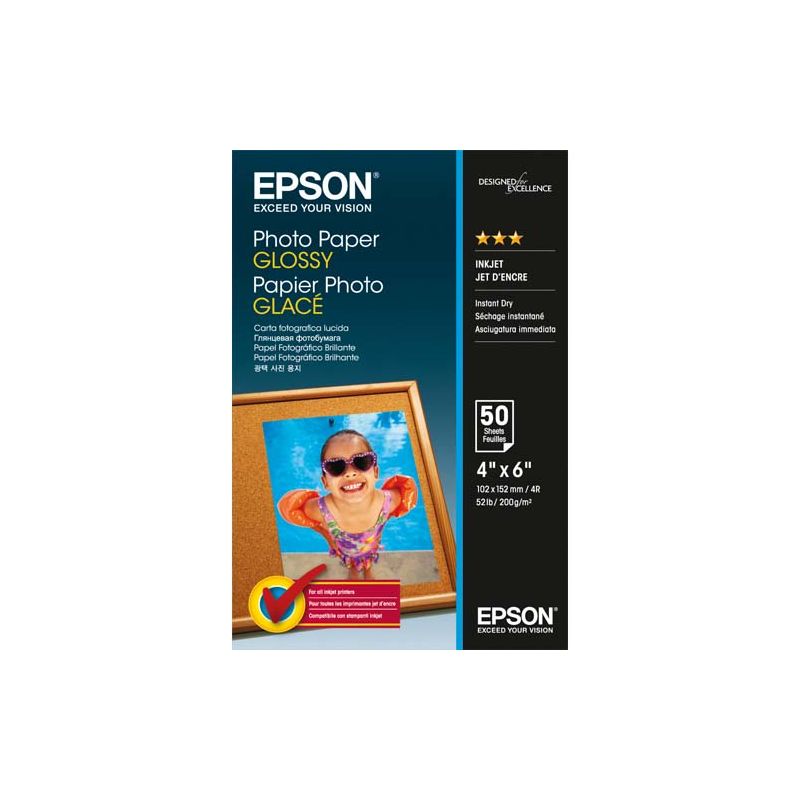 EPSON Boîte de 50 feuilles papier photo Jet d'encre glossy 10 x 15 200g