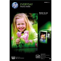 HP Pack de 100 Papier photo Everyday Jet d'encre brillant 200g 10x15