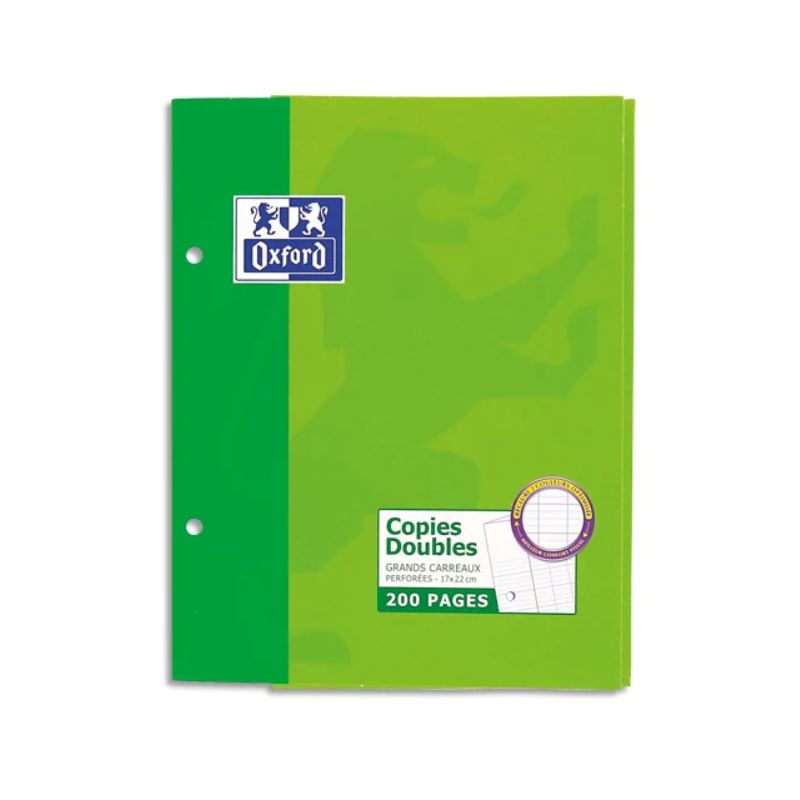 OXFORD Etui 200 copies doubles 90g perforées Blanches 17x22cm