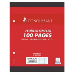 CONQUERANT C7 Feuillets mobiles 17x22 cm 100 pages grands carreaux