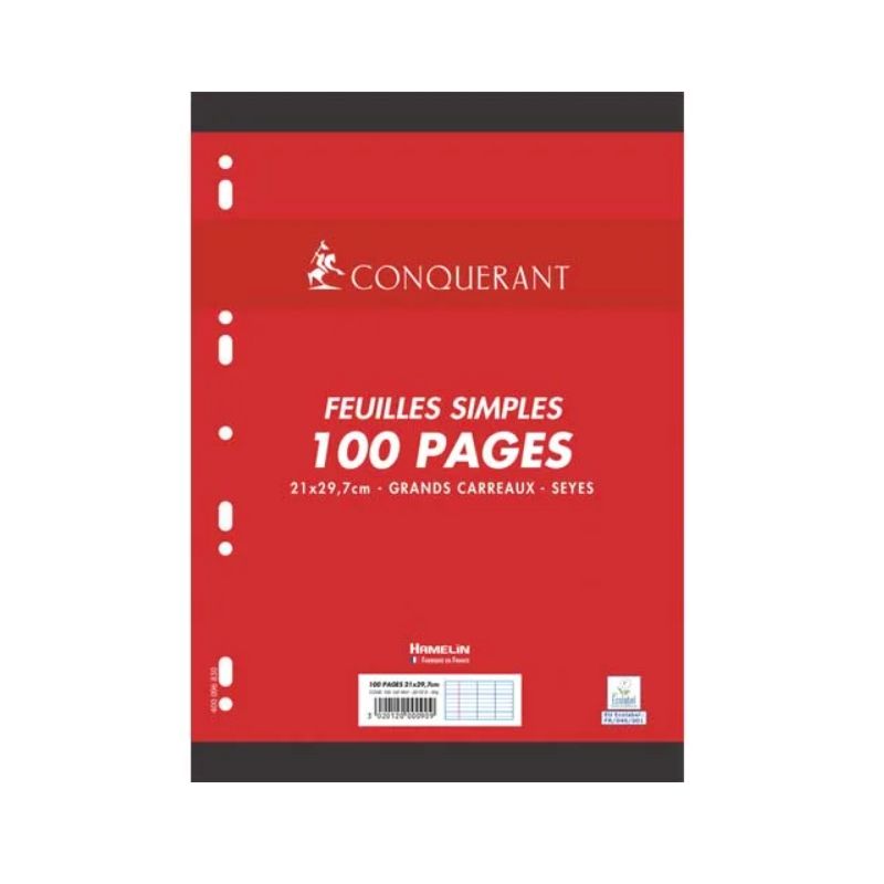 CONQUERANT C7 Feuillets mobiles 21x29,7cm 100 pages grands carreaux