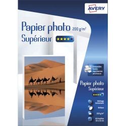 AVERY Boîte de 60 feuilles de papier photo brillant 10x15cm Jet d'encre 200g/m²
