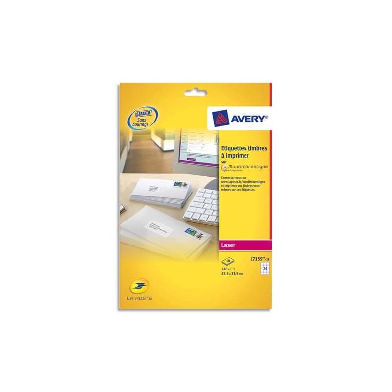 AVERY Pochette de 240 étiquettes Laser blanches 63.5X33.9mm