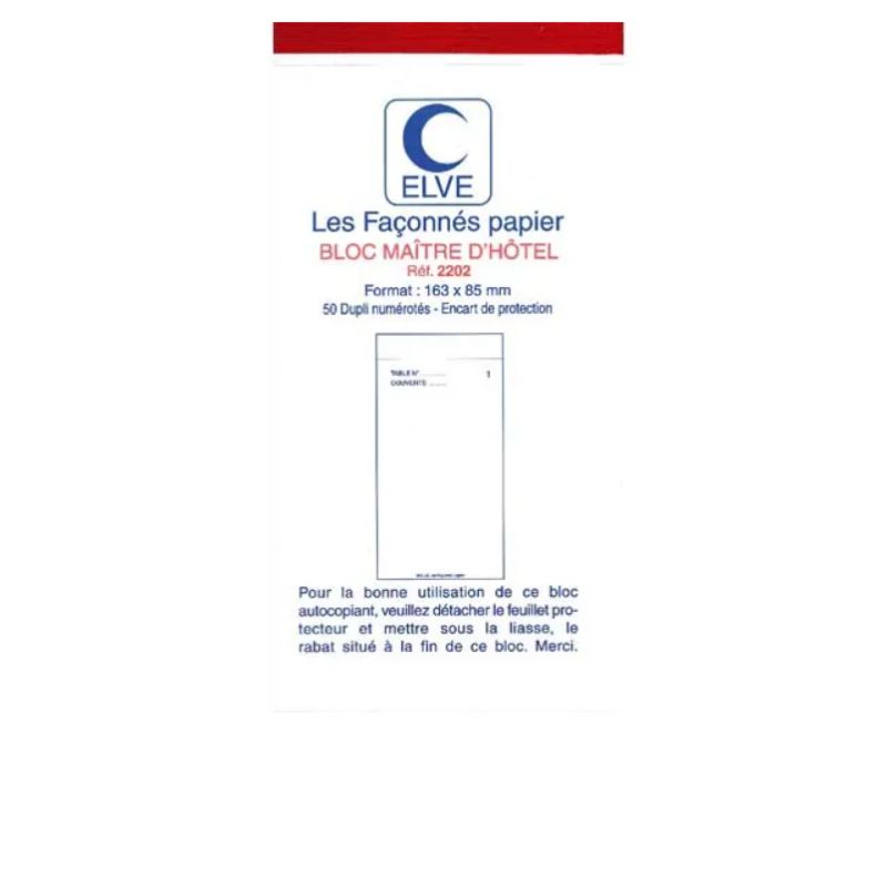 ELVE Bloc maitre d'hotel 50 feuillets