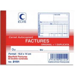ELVE Manifold autocopiant facture format 10,5x14cm