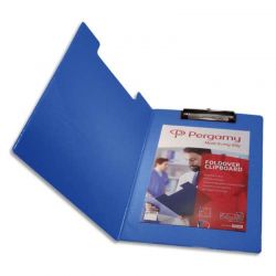 PERGAMY Porte Bloc avec rabat en PVC pour documents format A4+ Coloris bleu