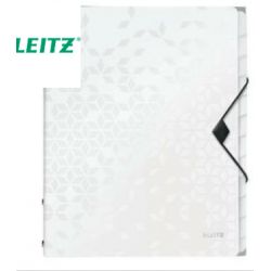 LEITZ Trieur 12 touches WOW en polypropylène. Fermeture élastique 3 rabats. Coloris Blanc