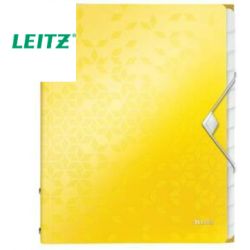 LEITZ Trieur 12 touches WOW en polypropylène. Fermeture élastique 3 rabats. Coloris Jaune