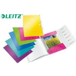 LEITZ Trieur WOW 6 positions en polypropylène. Fermeture par élastique. Coloris Assortis.