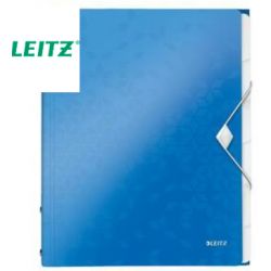 LEITZ Trieur 6 touches WOW en polypropylène. Fermeture élastique et 3 rabats. Coloris Bleu