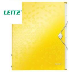 LEITZ Trieur 6 touches WOW en polypropylène. Fermeture élastique et 3 rabats. Coloris Jaune