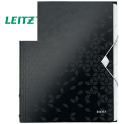 LEITZ Trieur 6 touches WOW en polypropylène. Fermeture élastique 3 rabats. Coloris Noir