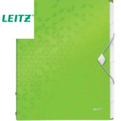 LEITZ Trieur 6 touches WOW en polypropylène. Fermeture élastique 3 rabats. Coloris Vert