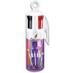 BIC Pot de 6 stylos bille 4 couleurs rétractable. Pointe Moyenne 1mm. Coloris assorties