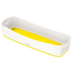 LEITZ Bac de rangement MYBOX long sans couvercle en ABS. Coloris Blanc fond Jaune