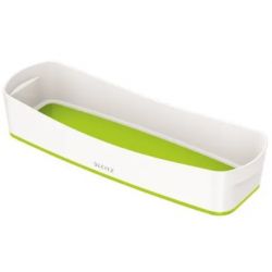 LEITZ Bac de rangement MYBOX long sans couvercle en ABS. Coloris Blanc fond Vert