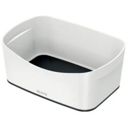 LEITZ Bac de rangement MYBOX medium sans couvercle en ABS. Coloris Blanc fond Noir