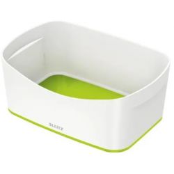 LEITZ Bac de rangement MYBOX medium sans couvercle en ABS. Coloris Blanc fond Vert