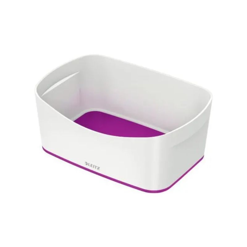LEITZ Bac de rangement MYBOX medium sans couvercle en ABS. Coloris Blanc fond Violet