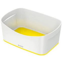 LEITZ Bac de rangement MYBOX small sans couvercle en ABS. Coloris Blanc fond Jaune