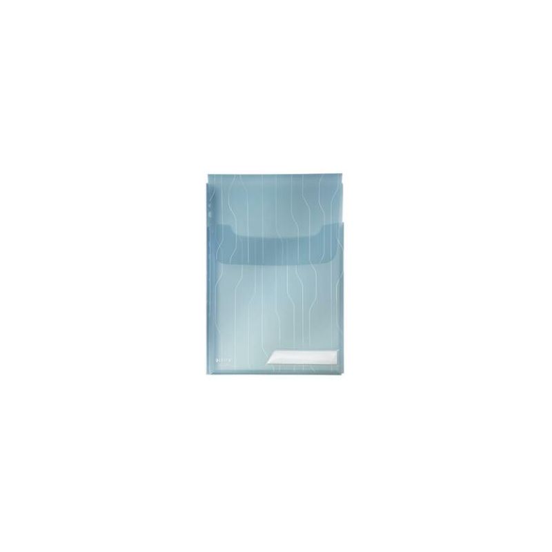 LEITZ Sachet de 3 pochettes Combifile (pochette/chemise) A4 PP 20/100eme grainé à soufflet. Coloris bleu