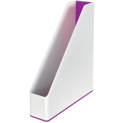 LEITZ Porte-revues Dual - Dim : H31,8 x P27,2 cm. Dos 7,3 cm. Finition brillante. Coloris Blanc/Violet