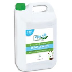 ACTION VERTE Bidon de 5L gel lavant mains, corps, cheveux Ecolabel parfum noix de coco.