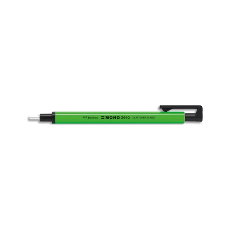 TOMBOW Stylo gomme MONO ZERO ronde 2,3mm diamètre, rétractable et rechargeable. Coloris Vert Fluo