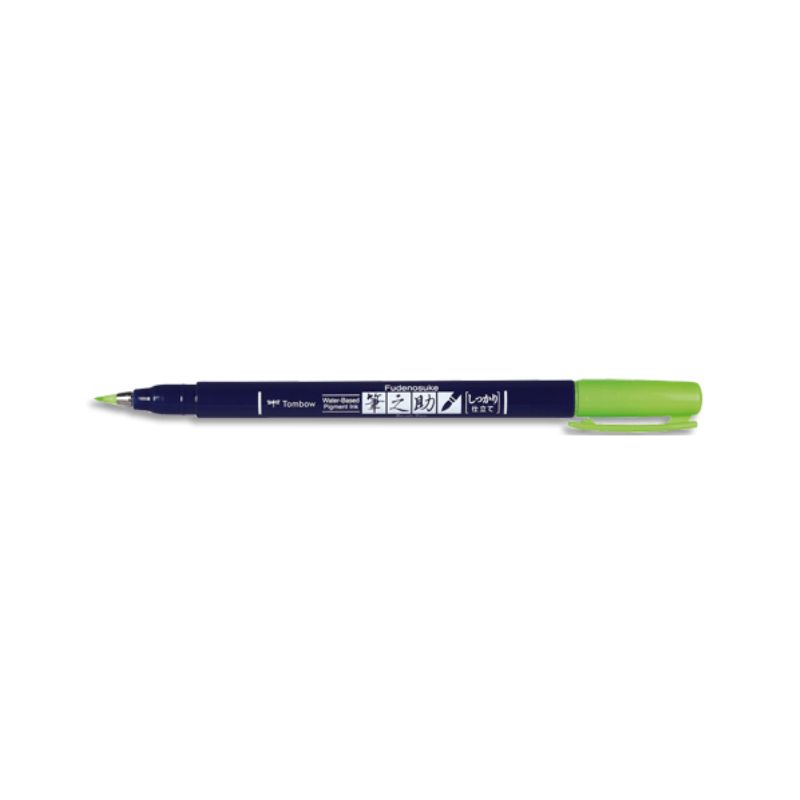 TOMBOW Feutre écriture FUDENOSUKE pointe dure, base d'eau avec pigments,  inodore. Coloris Vert Fluo