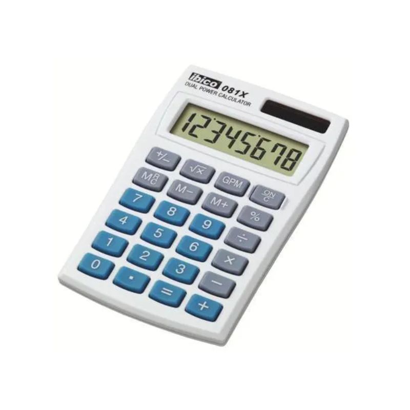 IBICO Calculatrice de poche Ibico 081X Écran LCD à 8 chiffres, Étui de protection IB410000