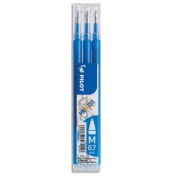 PILOT Set de 3 recharges pour roller FriXion Ball. Pointe moyenne 0,7 mm. Encre Bleue ciel