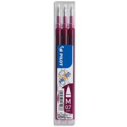 PILOT Set de 3 recharges pour roller FriXion Ball. Pointe moyenne 0,7 mm. Encre Rouge bordeaux